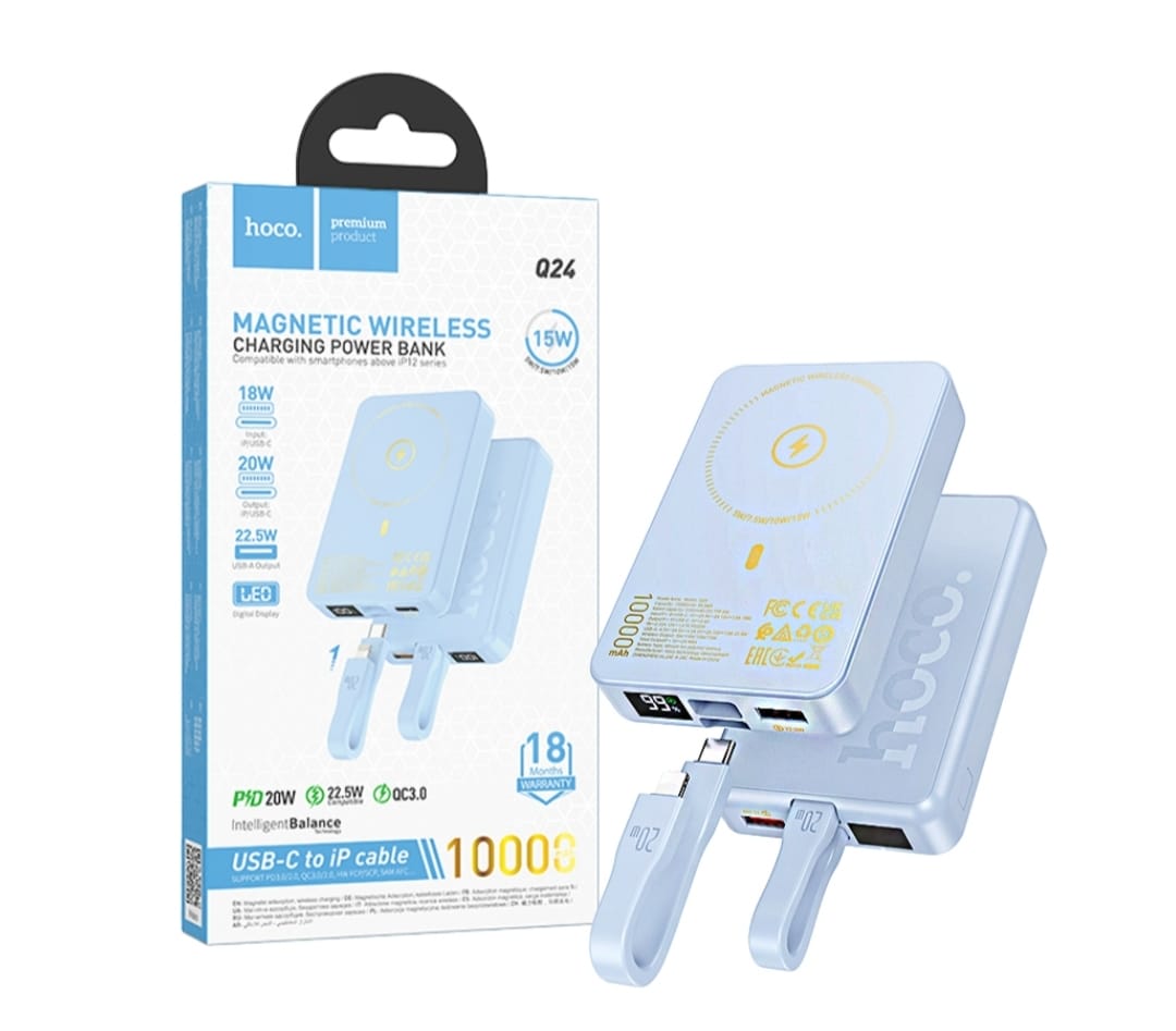 10,000 MAH Power Bank With Type-C & Lightning Cable