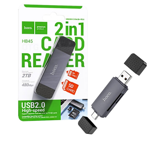 Dual Port USB & Type-C 2 In 1 Card Reader