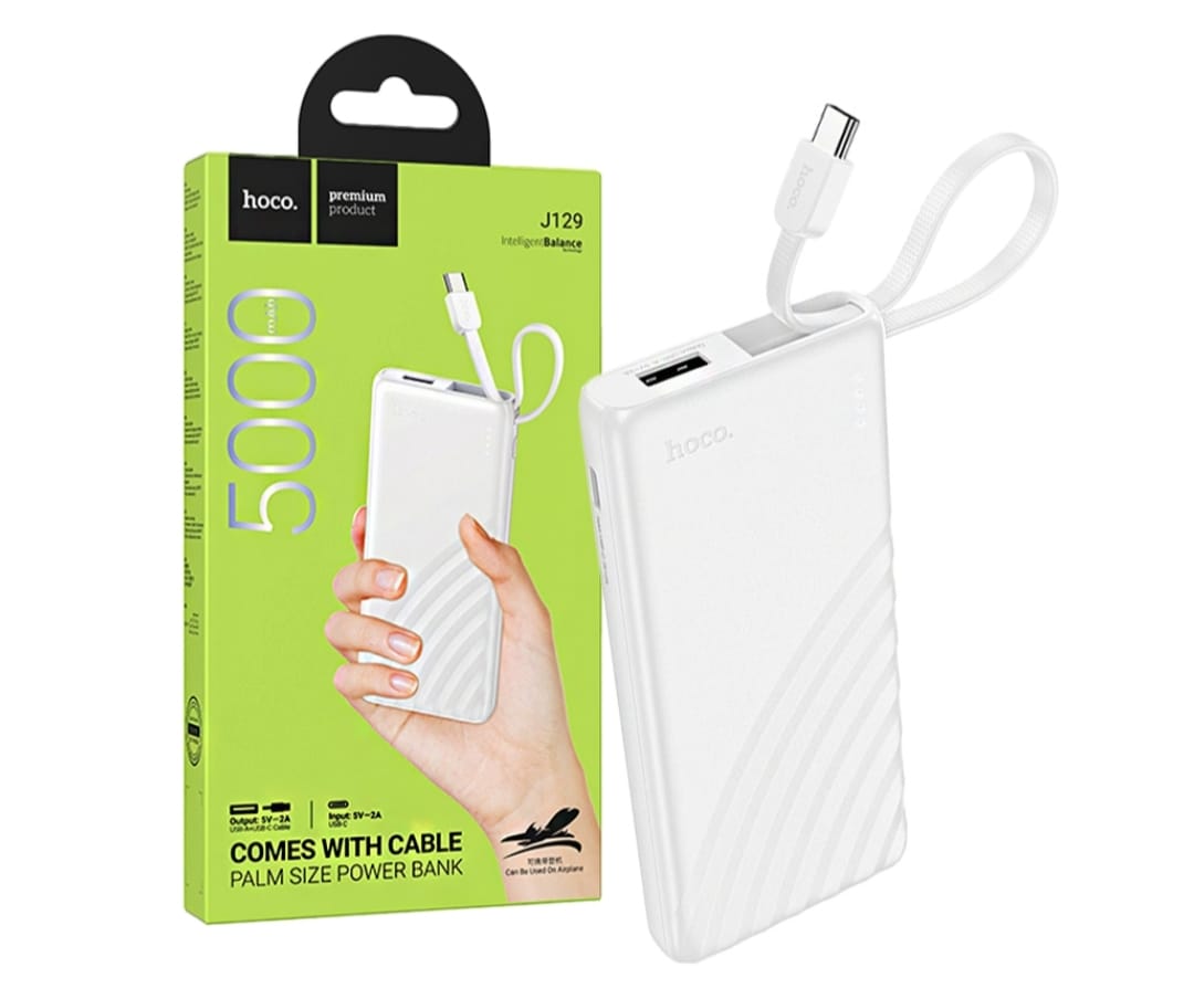 Slim 5000 MAH With Type-C Cable Output Power Bank