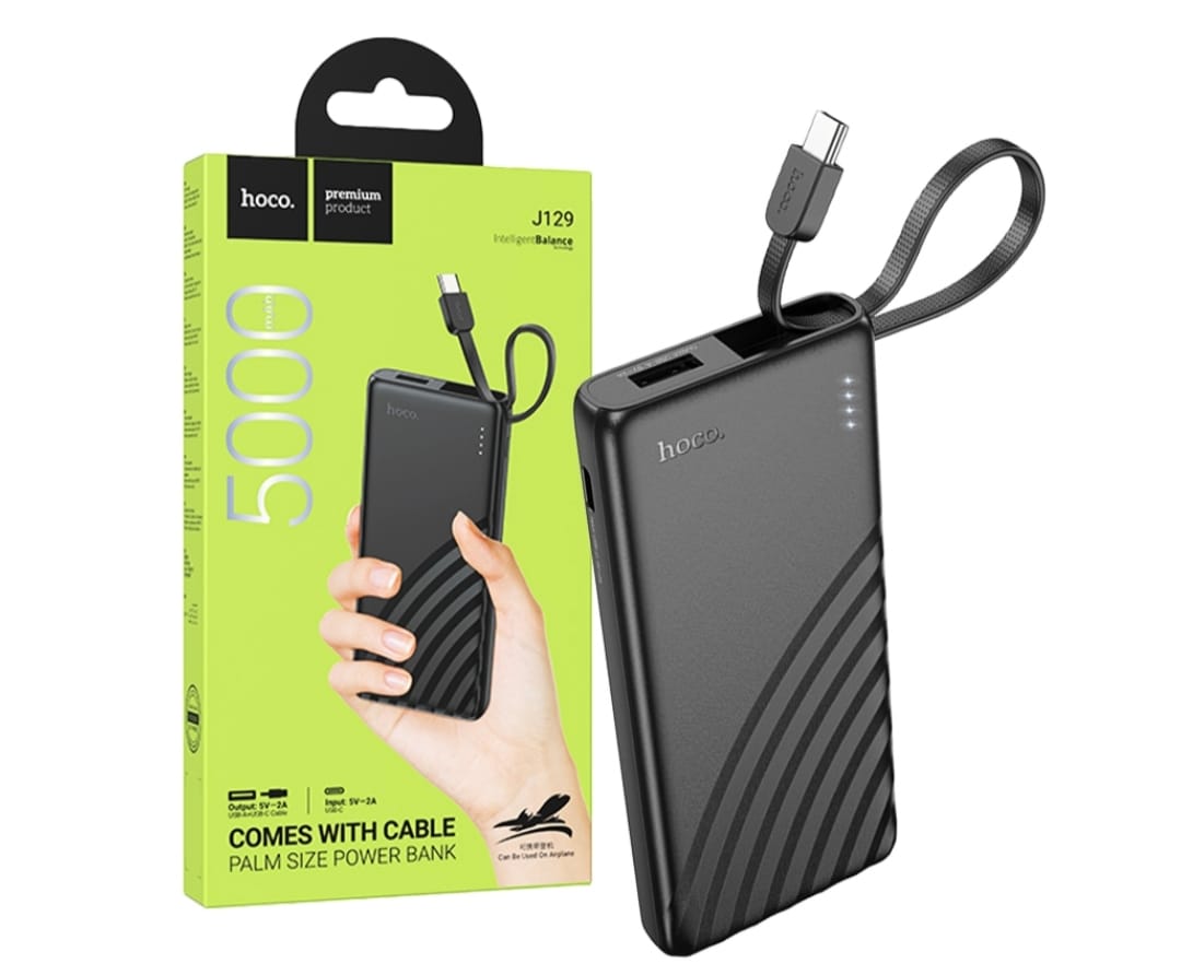 Slim 5000 MAH With Type-C Cable Output Power Bank