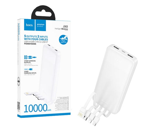 5 Outputs With 4 Cables 10,000 MAH Power Bank