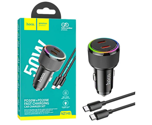 50W Fast Charging Type-C To Type-C Car Charger