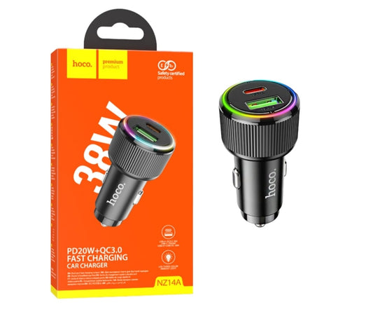 38W Dual Port USB & Type-C Car Charging Adapter