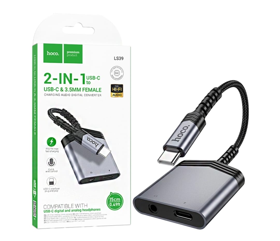 2 IN 1 AUX & Type-C To Type-C OTG Adapter